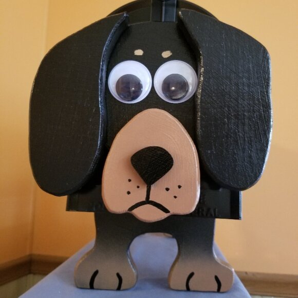 NEW Dachshund Mailbox Wooden Black Dog Postal Box - Picture 1 of 6